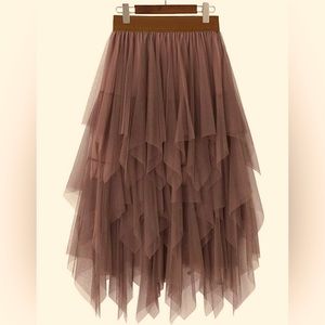 NWT Boho ballerina brown tulle tiered skirt - one size
